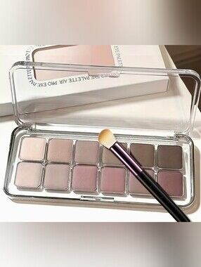 Neutral Matte Eyeshadow Palette High Pigment 12 Colors w/ Shadow Blending Brush